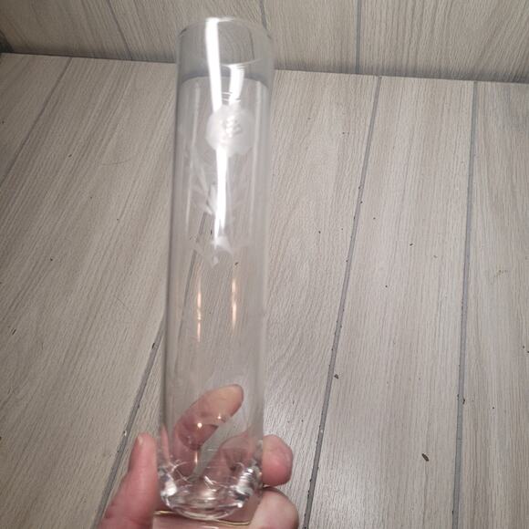 Vtg Floral Etched Glass Bud Vase Hand Blown Single Stem Flower Special Occasion - Picture 2 of 7